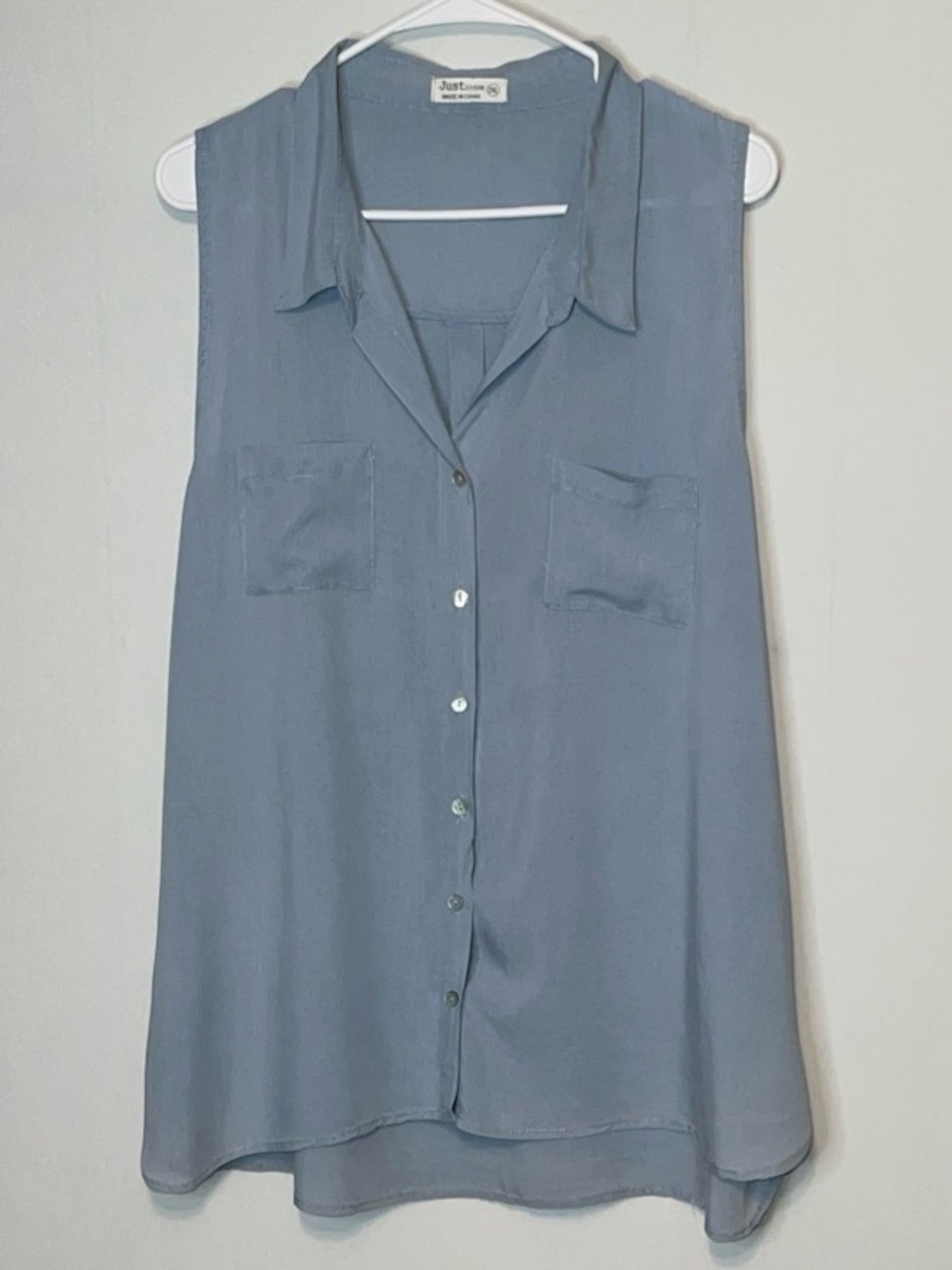 Just Living Blouse Womens Size 2XL Sleeveless pockets Button Up